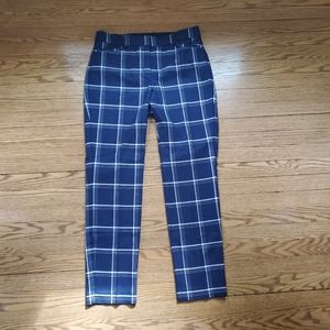 Blue plaid trousers